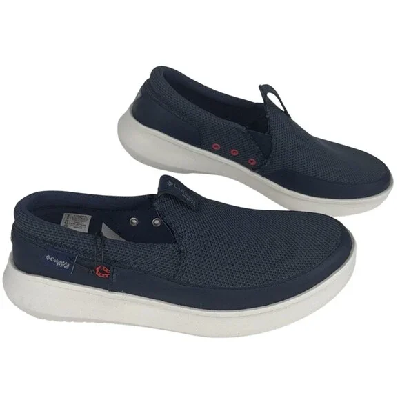 Columbia Mens Size 8 Nocturnal Blue Boatside Breathe PFG Boat Slip On Shoes New
